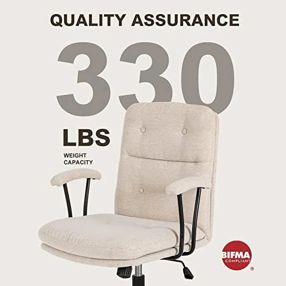 Linen Comfy Swivel Chair with Removable Padded Armrests E794