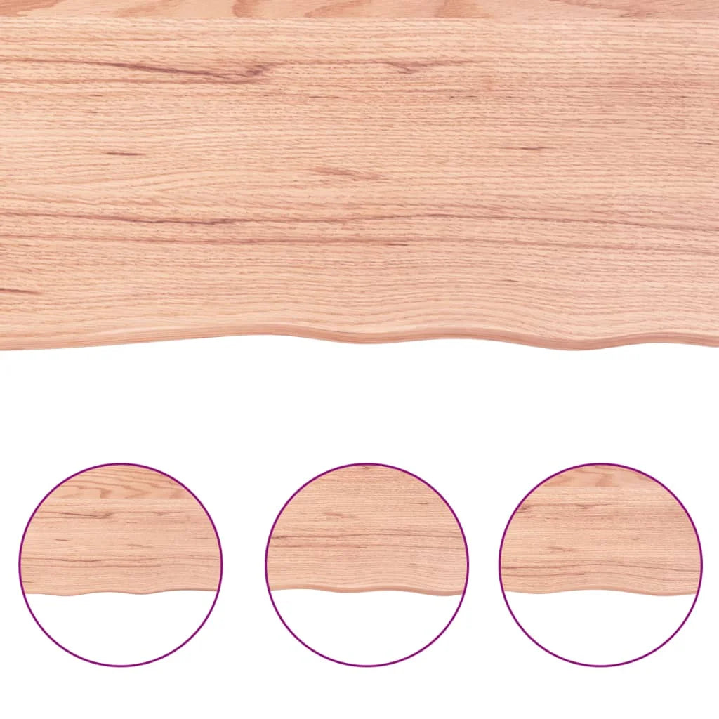 Light Brown Treated Solid Wood Live Edge Table Top A30333