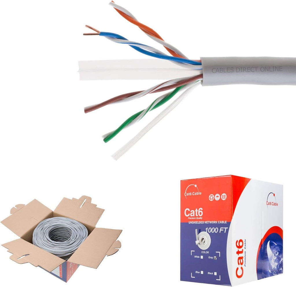 CAT6 1000ft UTP White Ethernet Solid Cable 23AWG Bulk F107