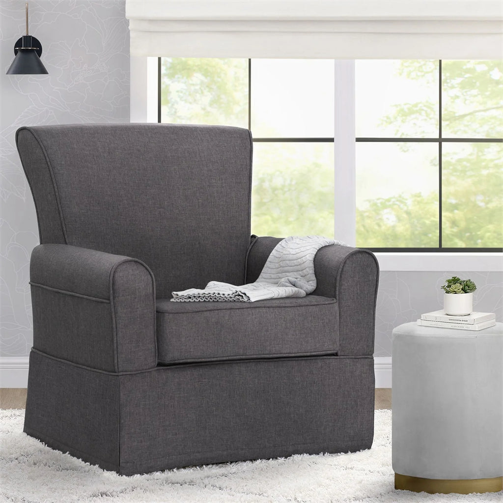 Charcoal Fabric Upholstered Swivel Glider Rocker Chair G18880