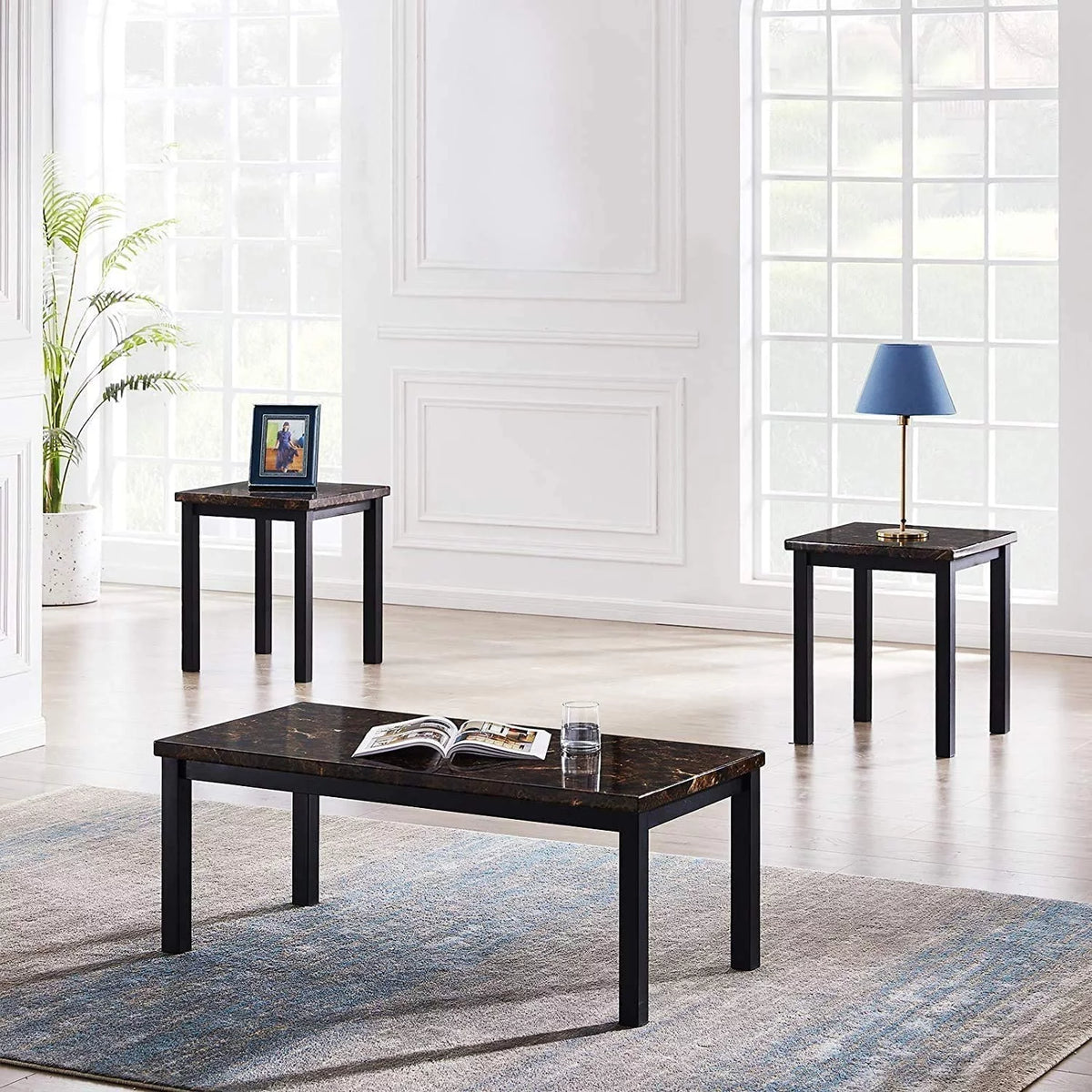 3 Piece Faux Marble Coffee Table Set F266