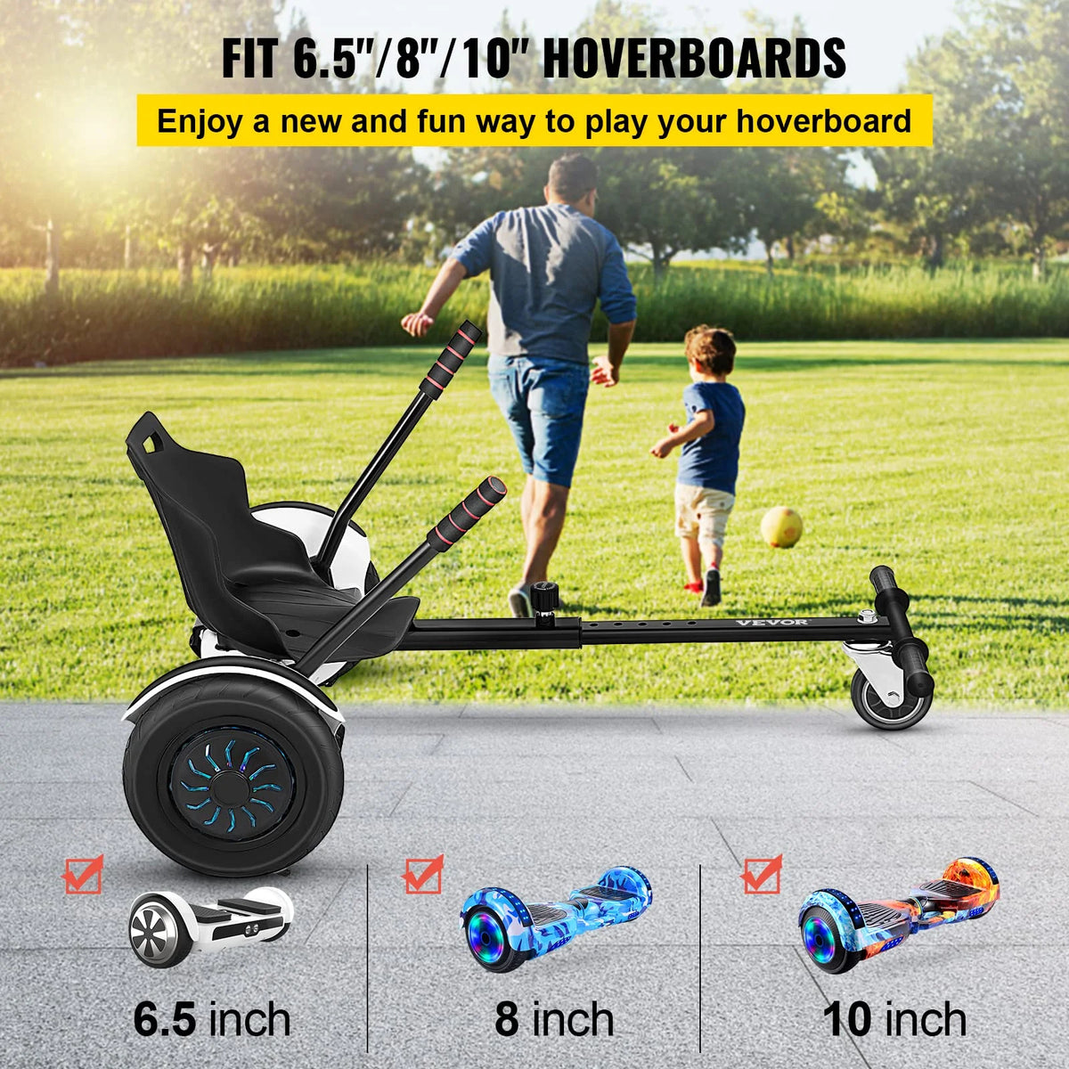 Hoverboard Go Kart Seat Attachment for 6.5" 8" 10" Self Balancing Scooter O321
