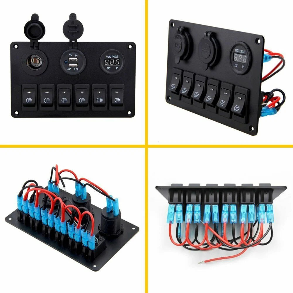 Blue LED Rocker Switch Panel Circuit Breaker Waterproof D437
