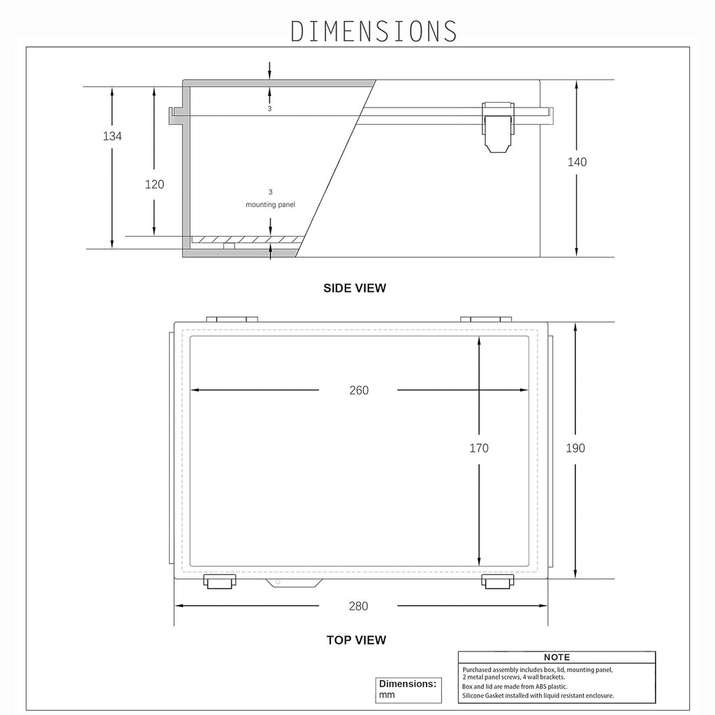 Junction Box, Hinged Cover, IP67 Waterproof Plastic Enclosure, Pack of 2 G9041