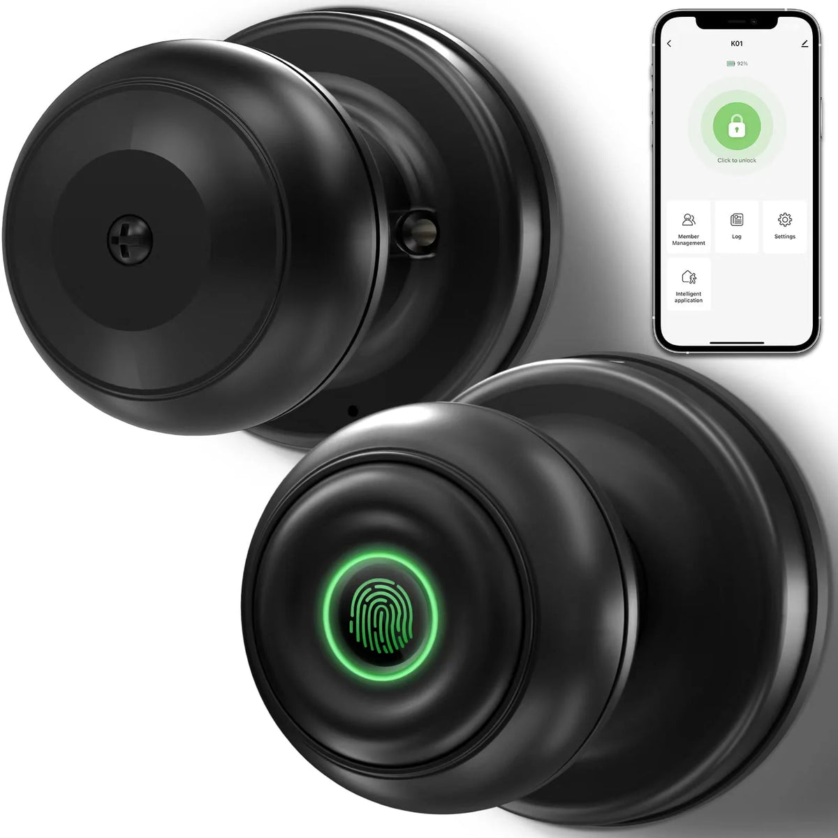 Smart Fingerprint Door Lock with App Control, Black Z51993