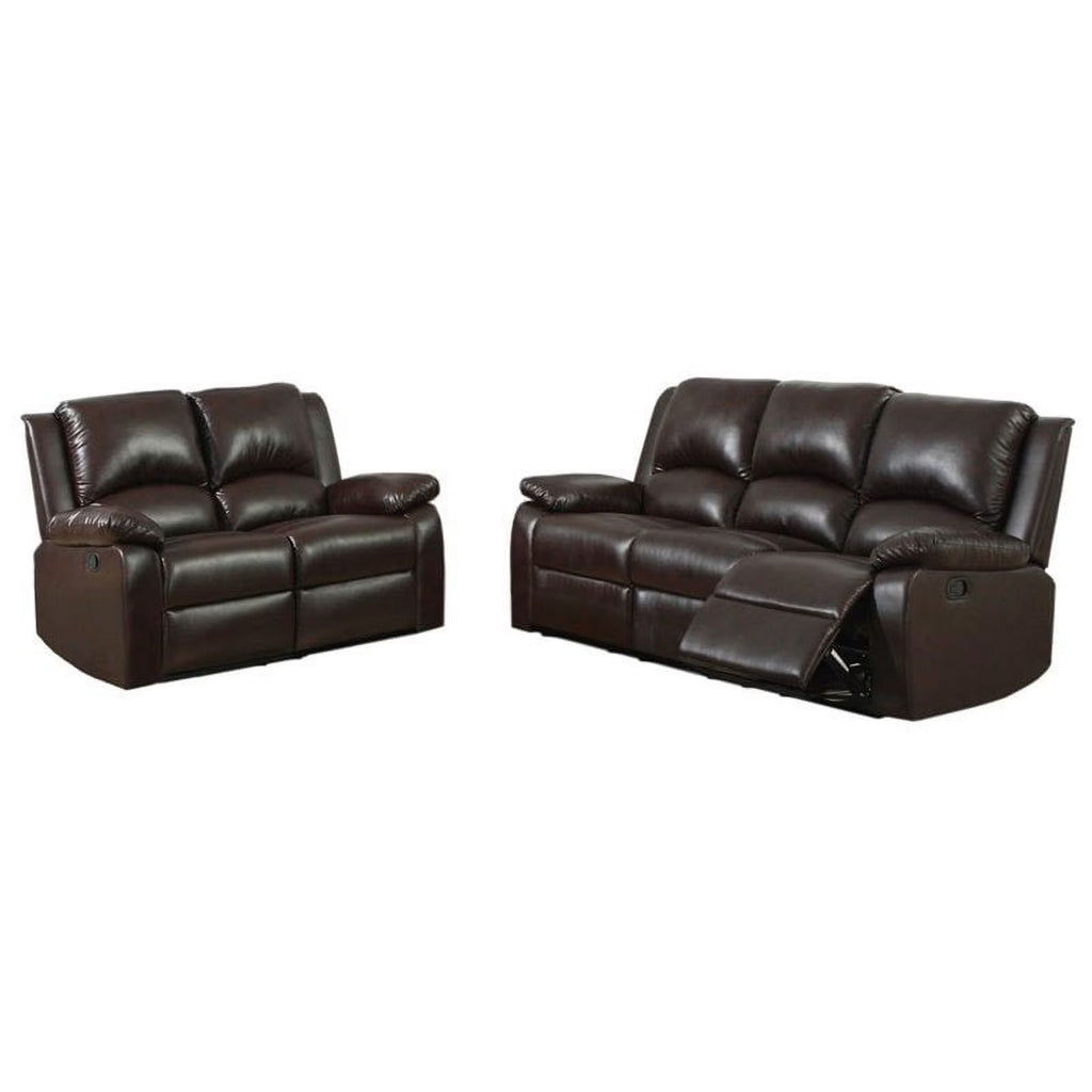 Dark Brown Faux Leather 2-Piece Sofa Set A887