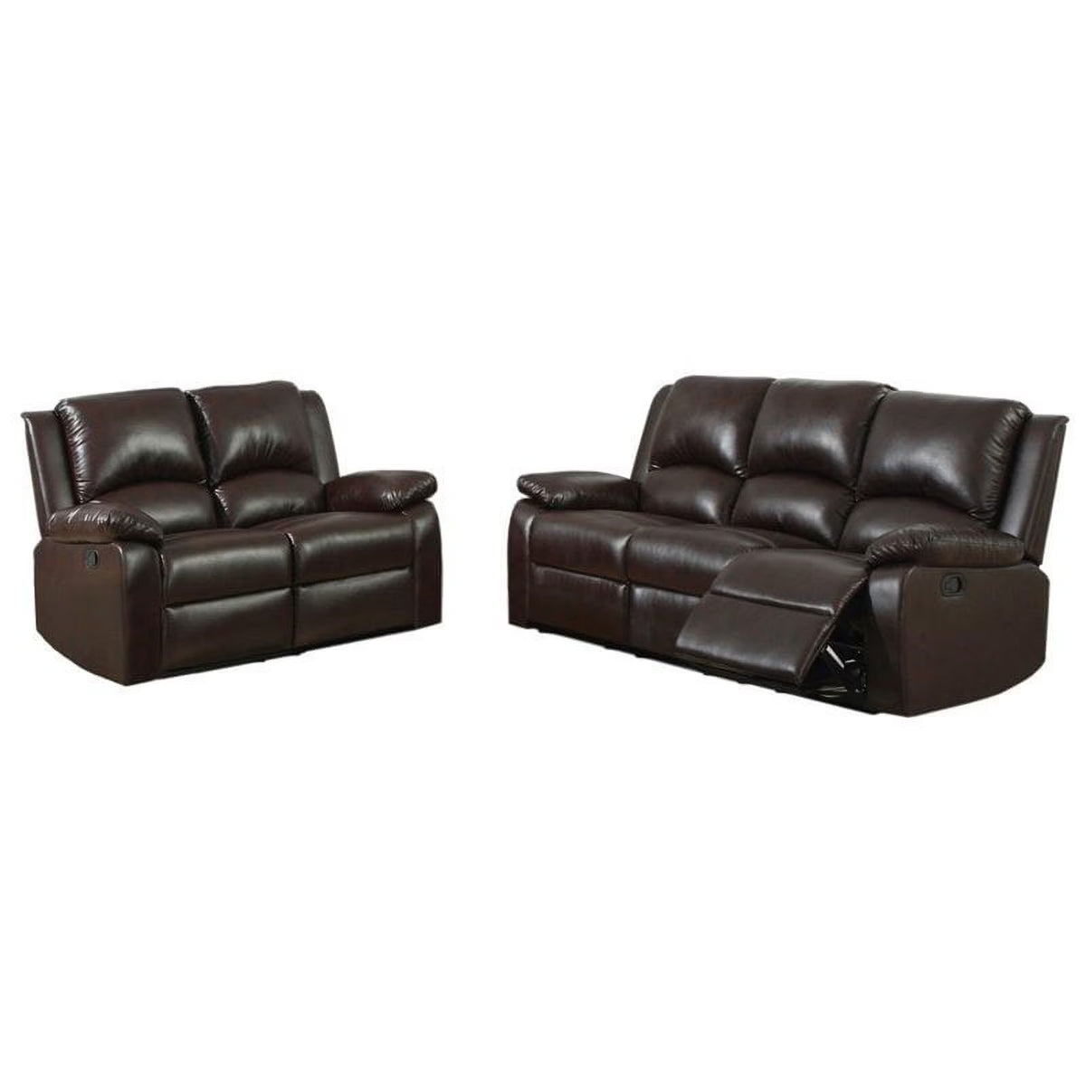 Dark Brown Faux Leather 2-Piece Sofa Set A887