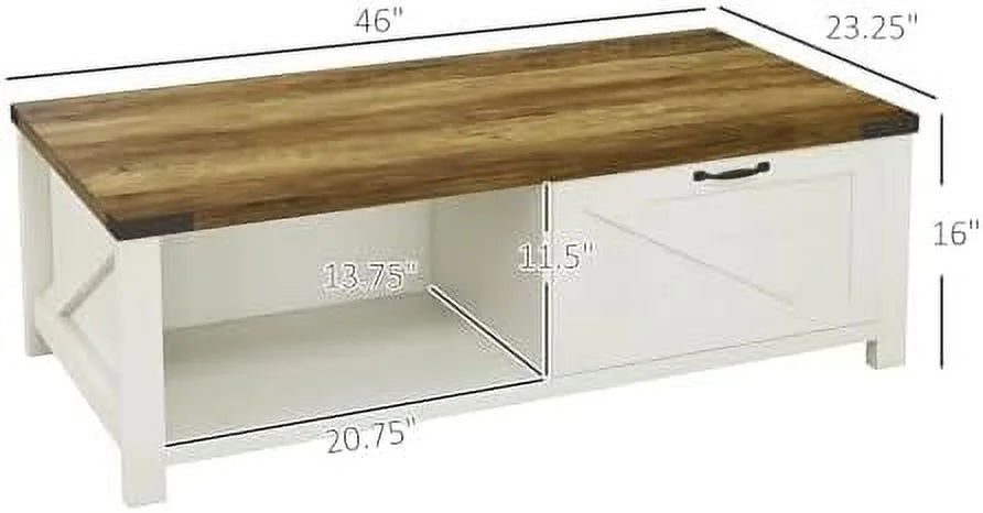 Farmhouse Coffee Table with Drawer Z669