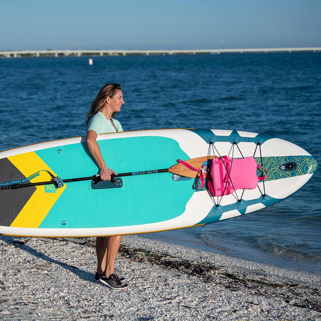 White/Blue Inflatable Stand Up Paddle Board Package E908215