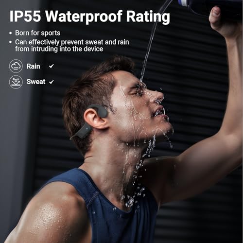 Bone Conduction Headphones IP55 Waterproof Sports Headset with Earplugs N18868