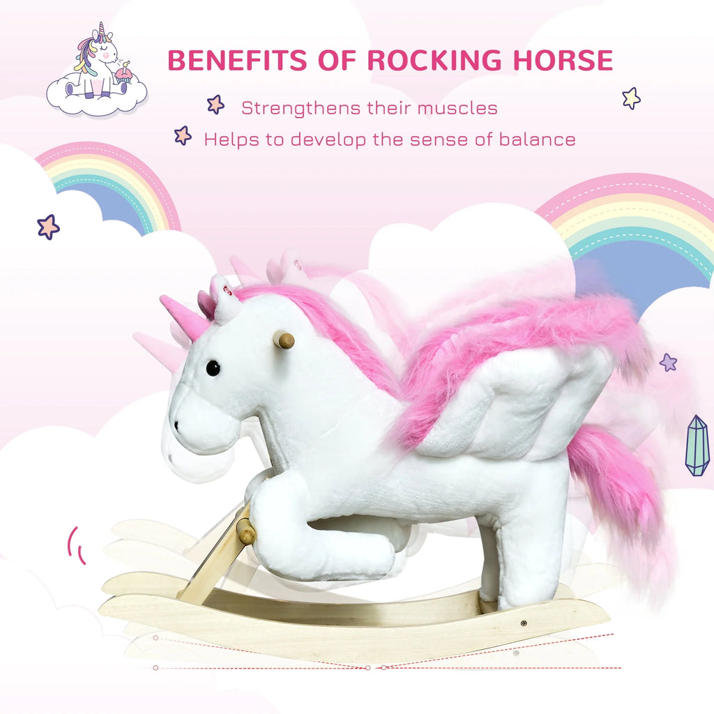 Pink Plush Rocking Unicorn Ride On Toy U5674