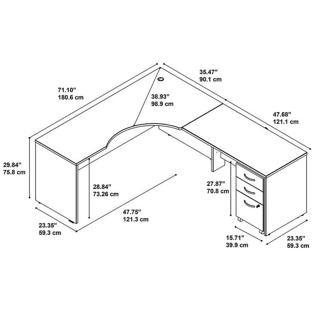 72"W Corner Desk with Return and Mobile Cabinet A591411