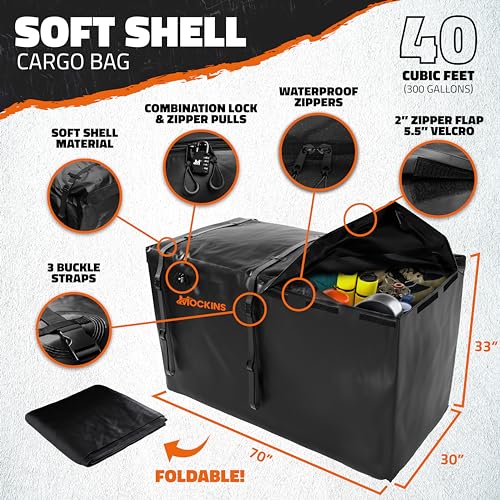 70"x30"x6" Folding Trailer Hitch Cargo Carrier Set with 40 Cu Ft Waterproof Storage Bag K958315
