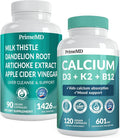 Calcium D3 K2 B12 and Liver Support Supplement Bundle O569