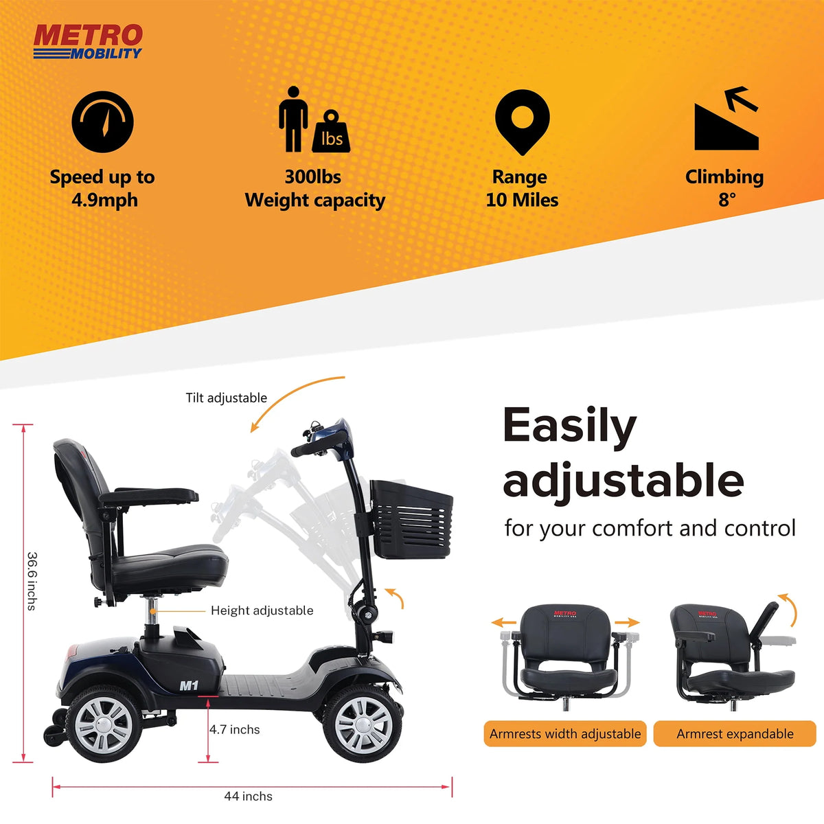 Heavy Duty Electric Mobility Scooter with 300W Motor C4594