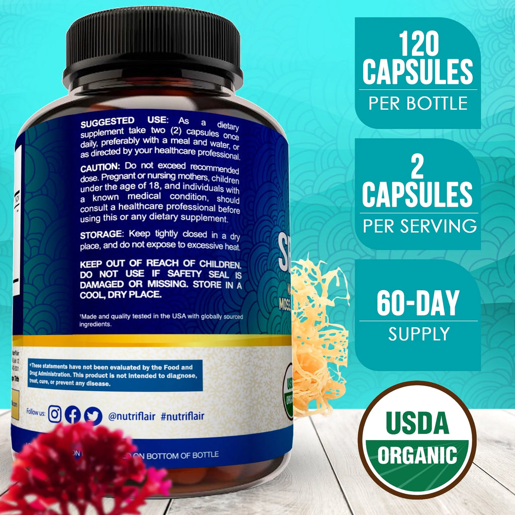 Organic Sea Moss Capsules 1600mg 120 Capsules M216