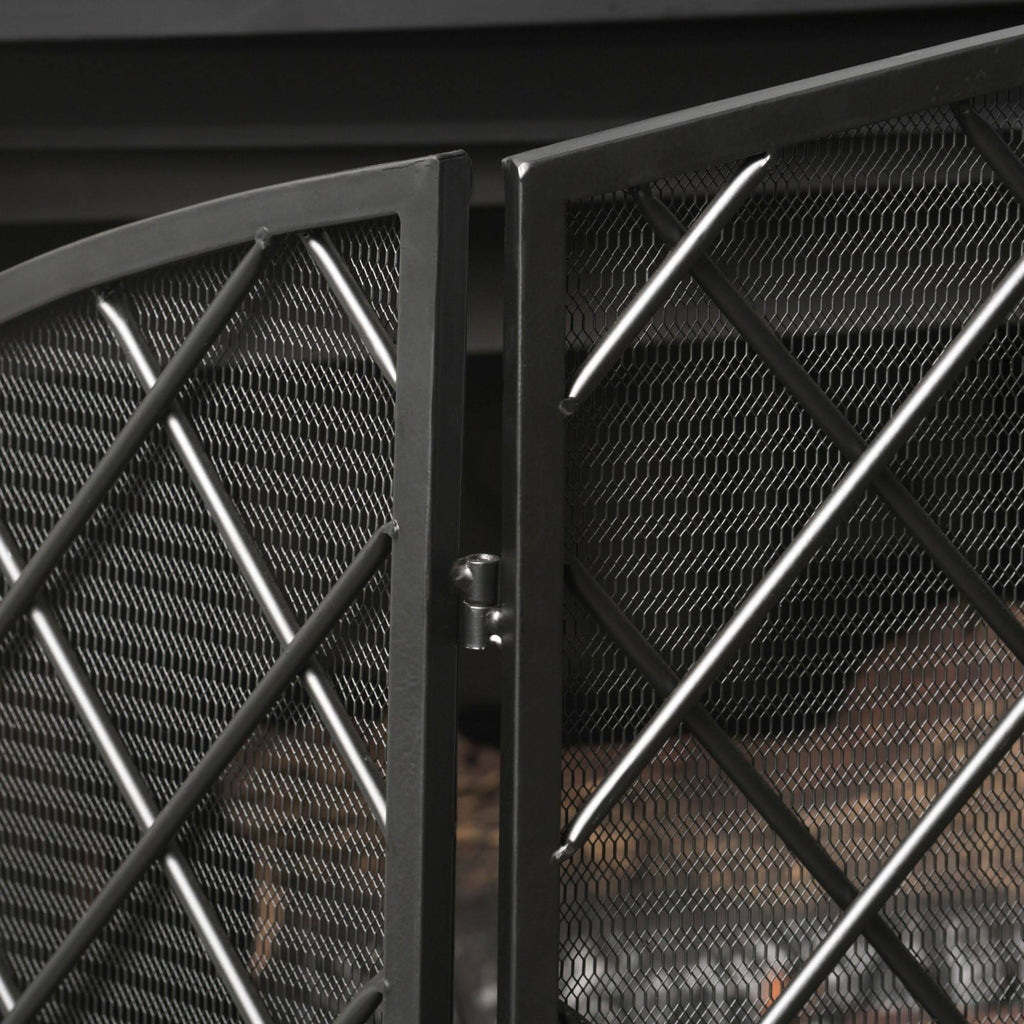 Black Contemporary Three Panel Fireplace Screen M658