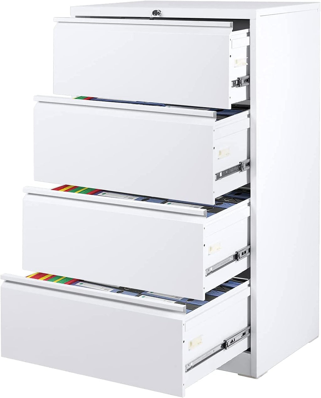 White 2 Drawer Lateral File Cabinet with Lock Z6204