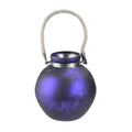 Violet and Black Marbled Glass Hurricane with Rope Handle L243022