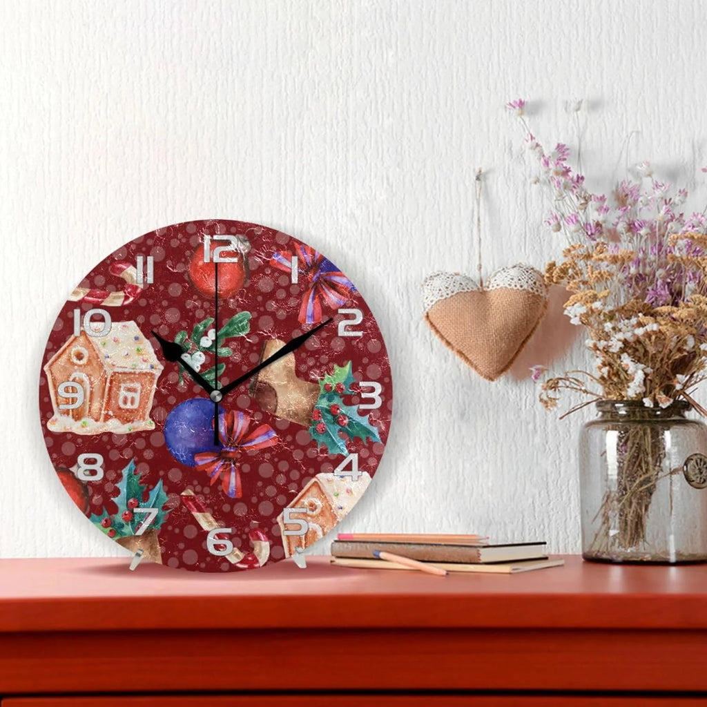 Gingerbread House Wall Clock, Silent Non Ticking 10 Inch Y913131