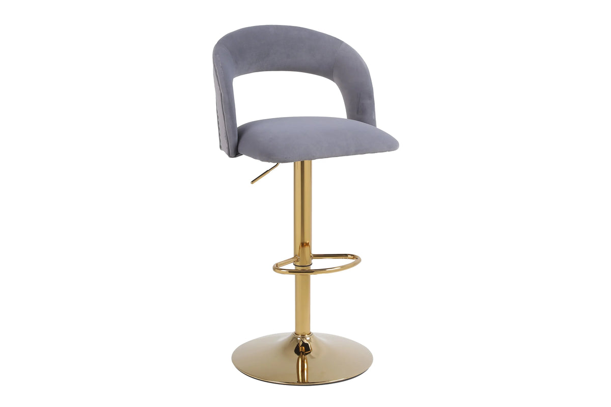 Gray Velvet Swivel Bar Stool Set of 2 Q140