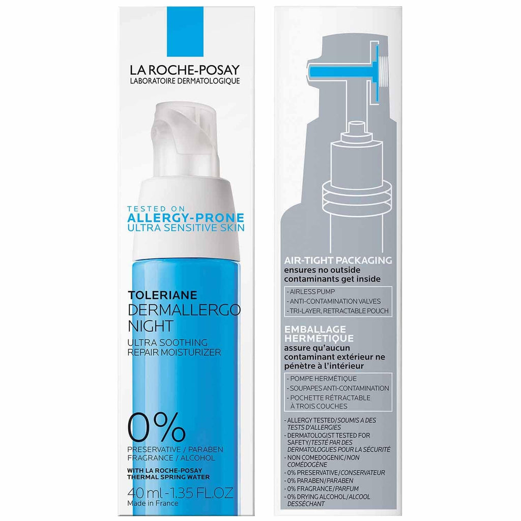 Toleriane Dermallergo Night Cream Intense Soothing Moisturizer with Vitamin E for Sensitive Skin G8069