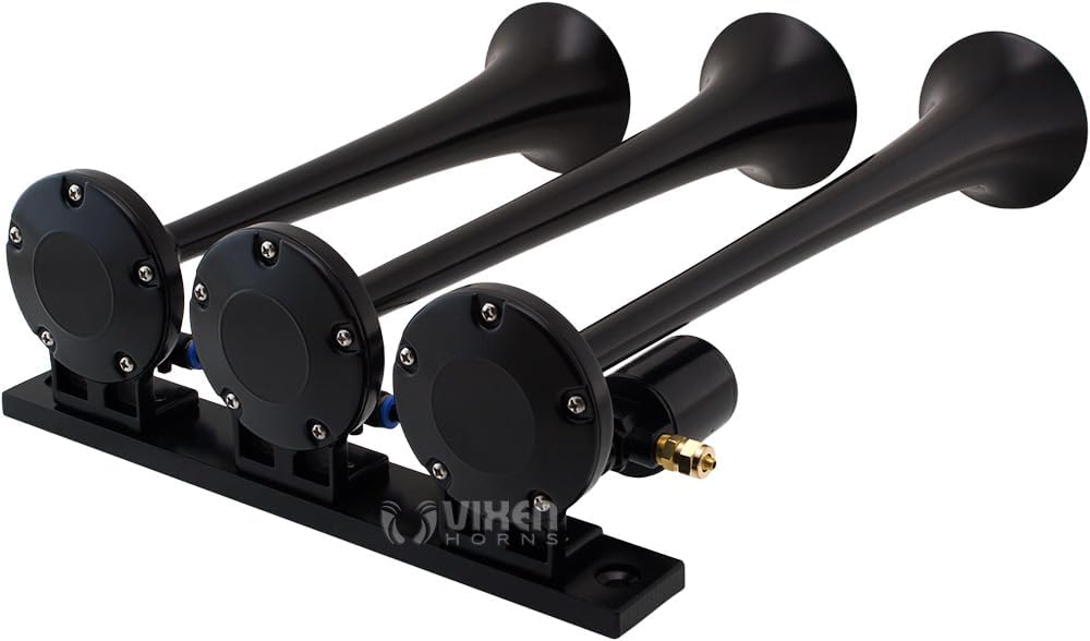 Train Horn Kit with 150psi Air Compressor, 1.5 Gallon Tank, 3 Trumpets D4302
