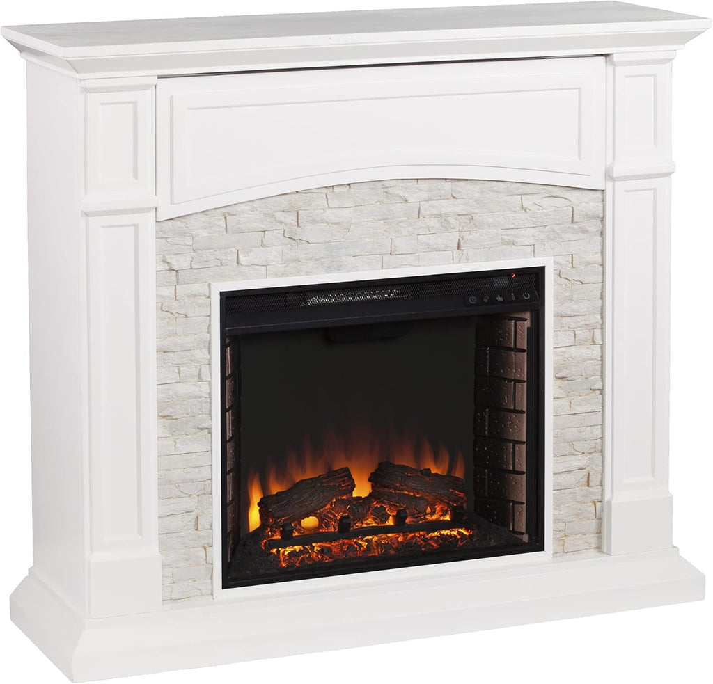 Faux Stacked Stone Electric Fireplace J308