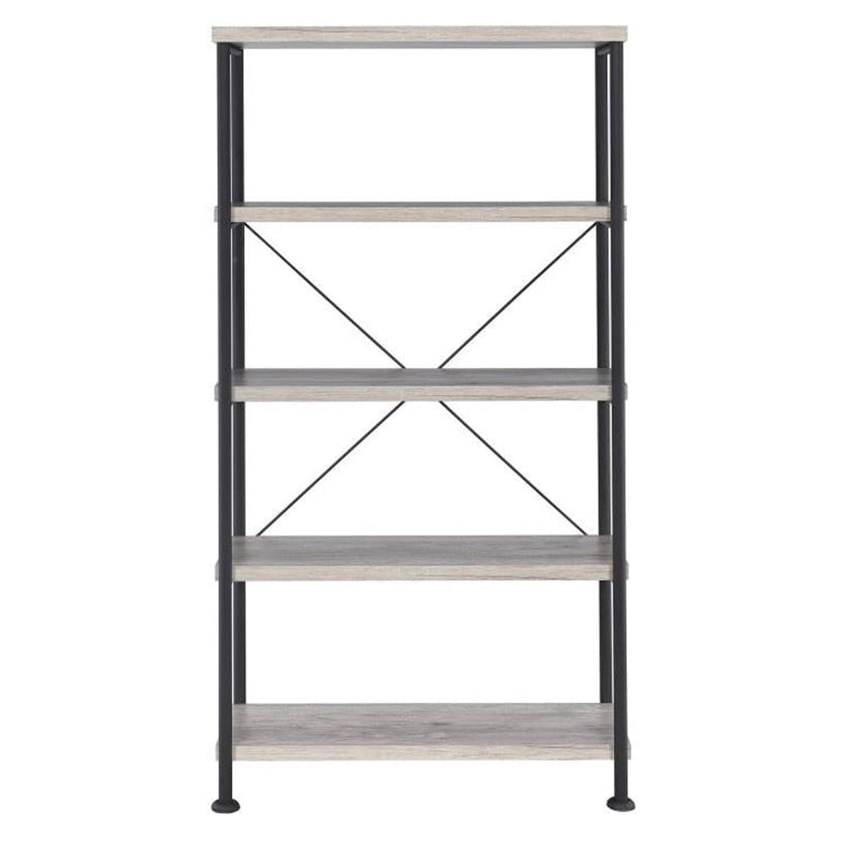 Gray Wood and Metal Open Bookcase U6053