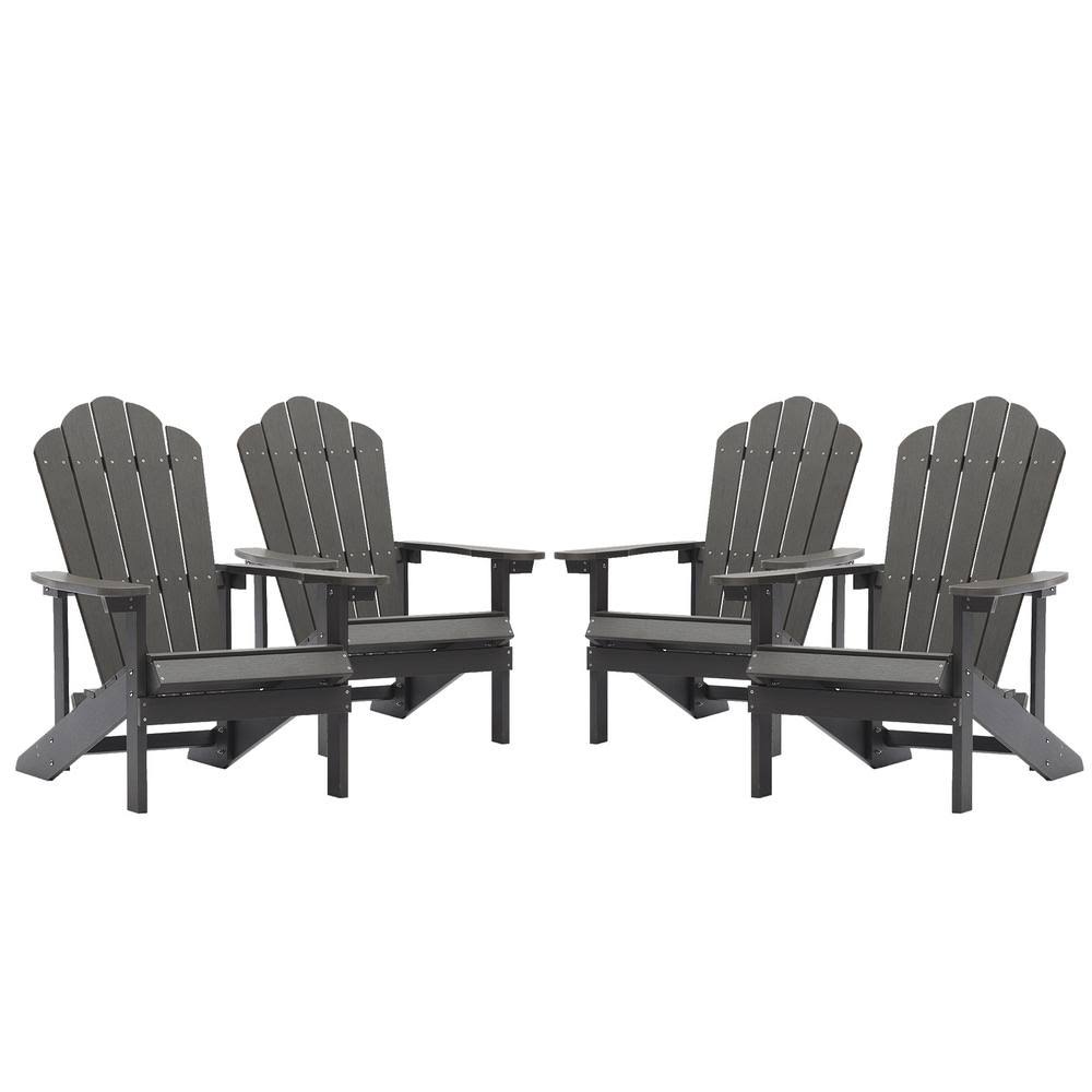 Gray Reclining Plastic Adirondack Chair (Set of 4) K4808