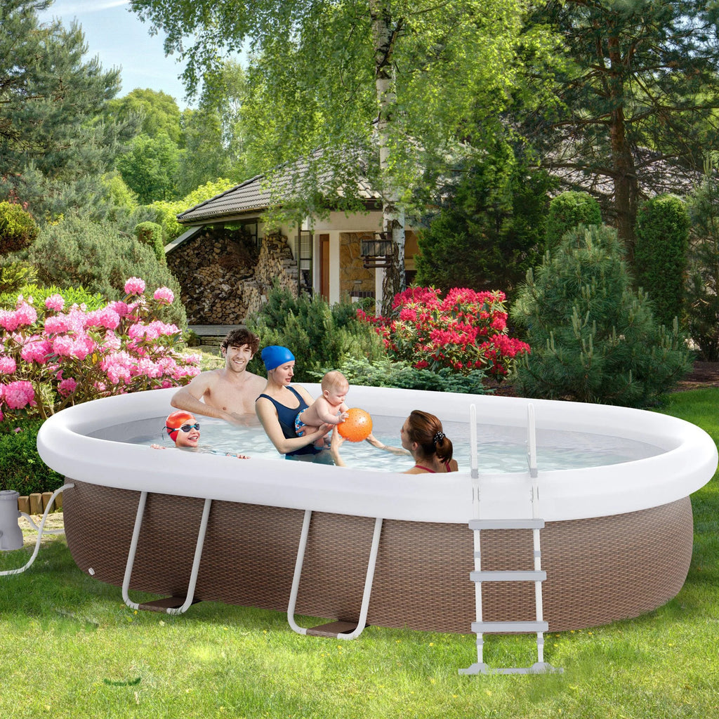Brown Semi-Inflatable Frame Swimming Pool S94707