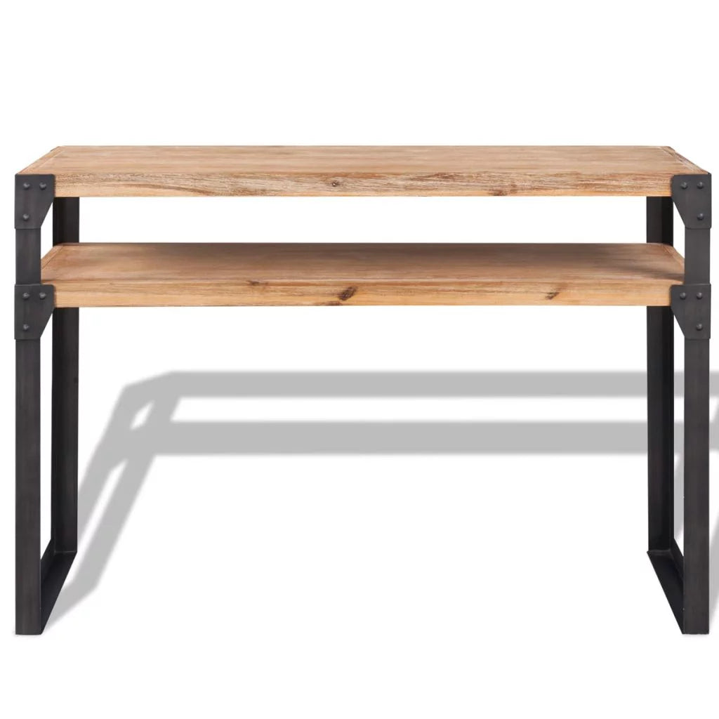 Acacia Wood Console Table with Storage Shelf Steel Legs U49564