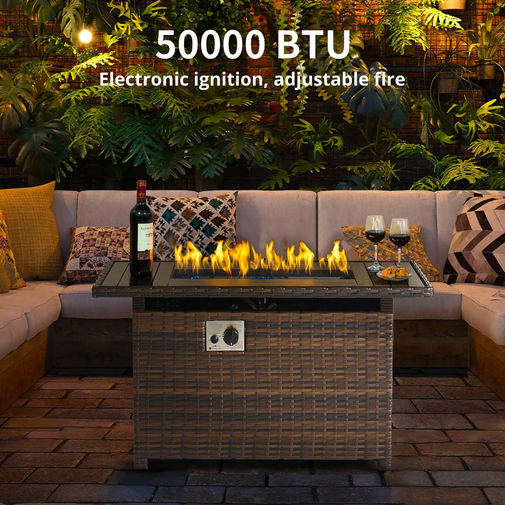 8 Pcs Patio Furniture Set with Fire Pit Table K863507