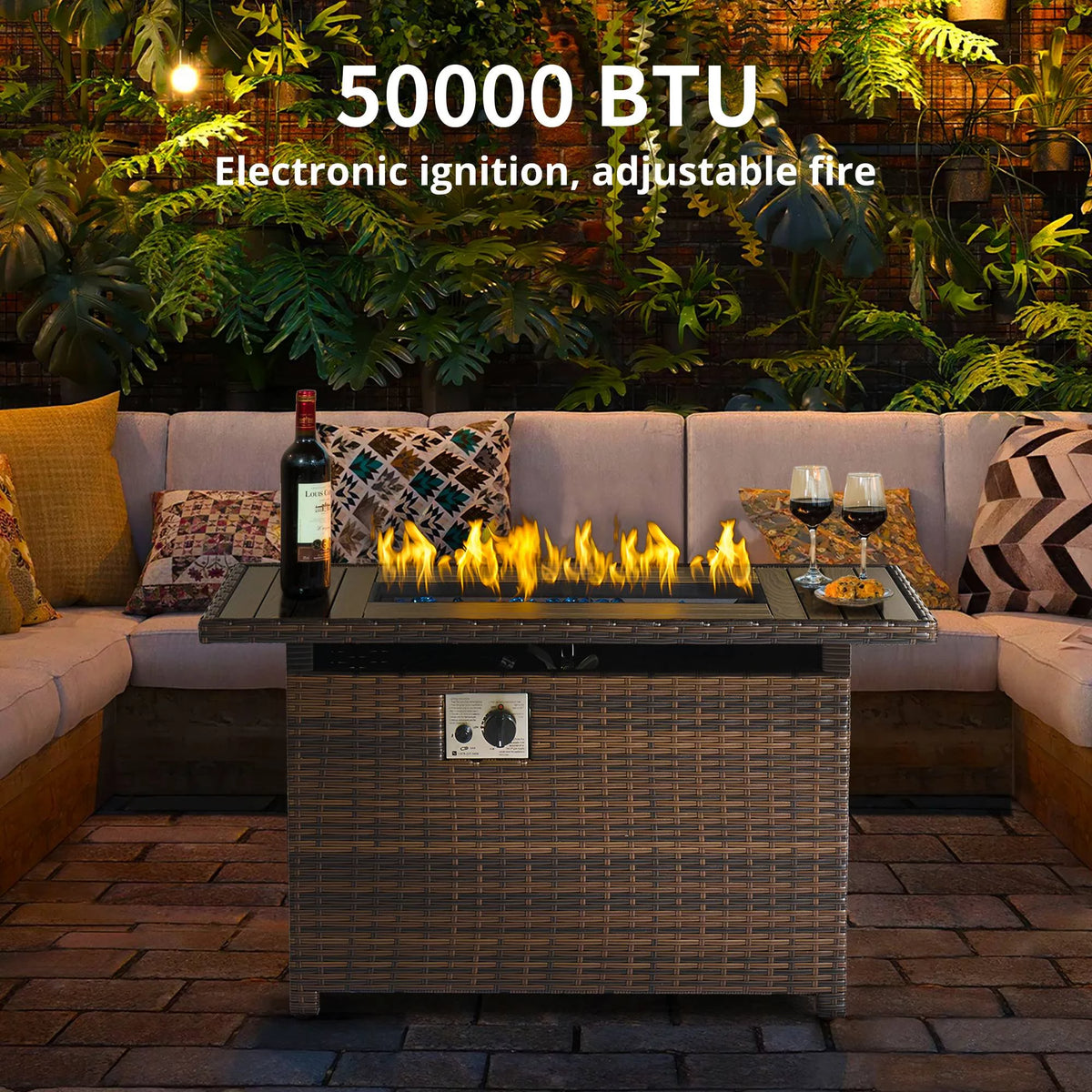 8 Pcs Patio Furniture Set with Fire Pit Table K863507
