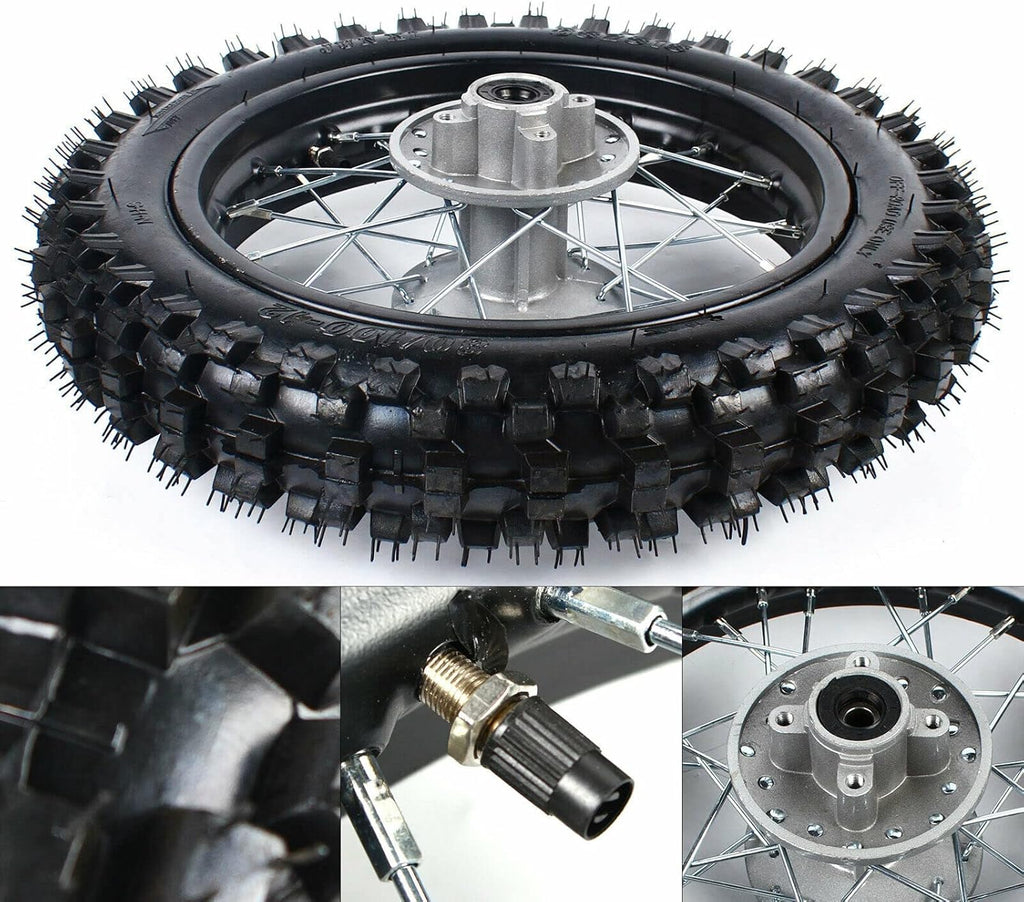 12" Rear Tire Wheel Rim Tube with Sprocket & Brake Disc Rotor 80/100-12 V222225