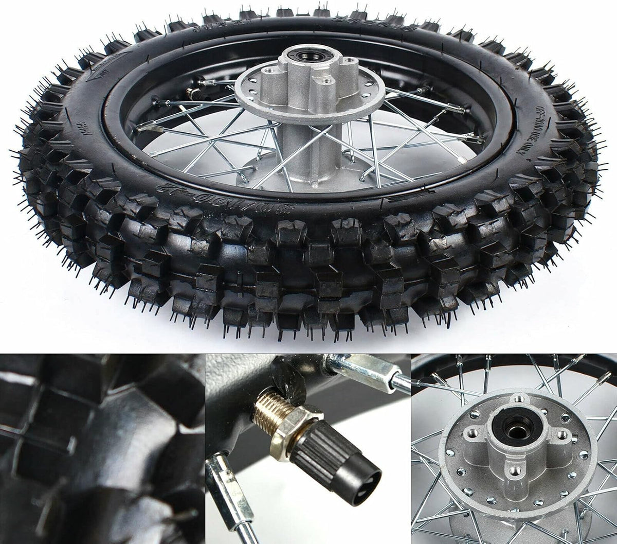 12" Rear Tire Wheel Rim Tube with Sprocket & Brake Disc Rotor 80/100-12 V222225