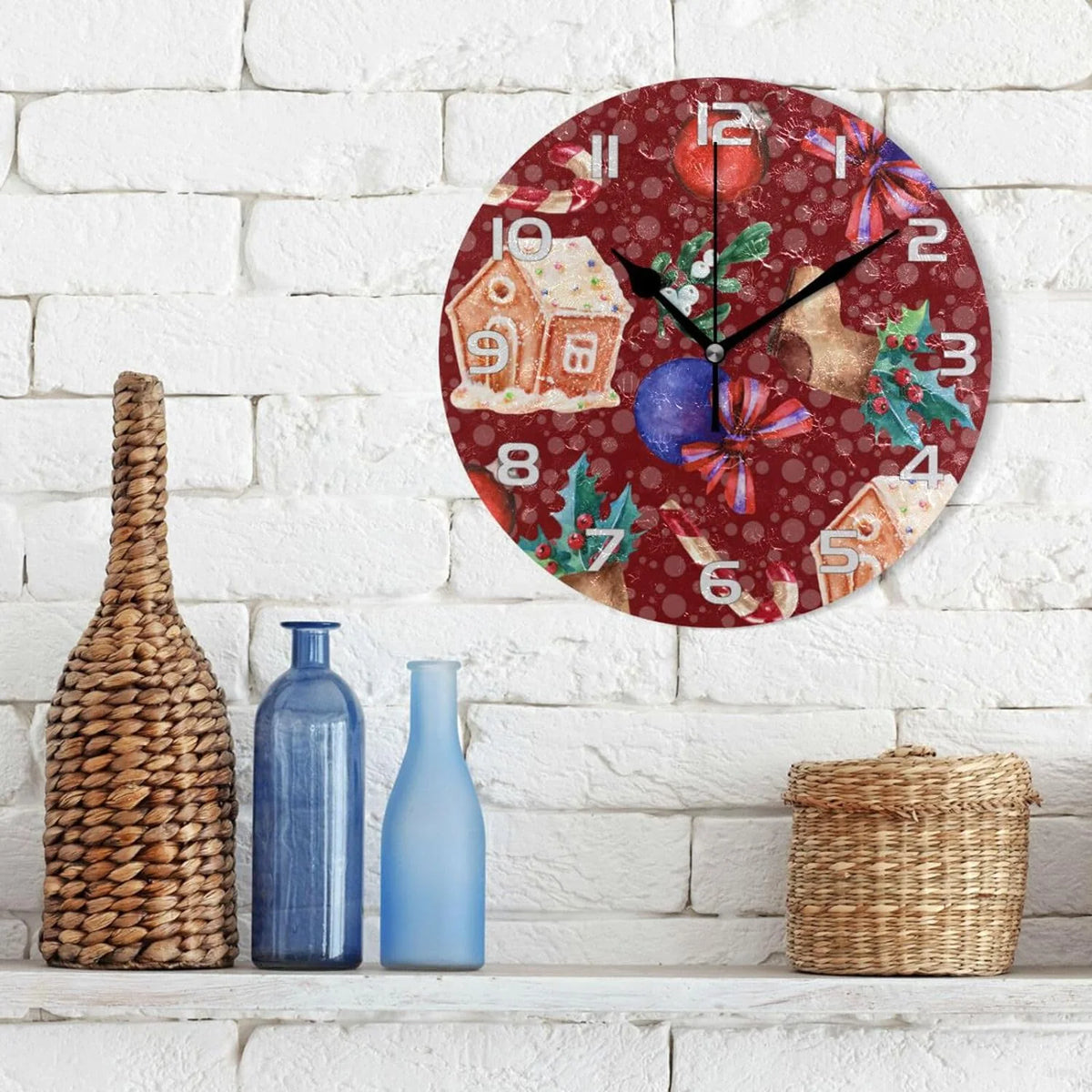 Gingerbread House Wall Clock, Silent Non Ticking 10 Inch Y913131