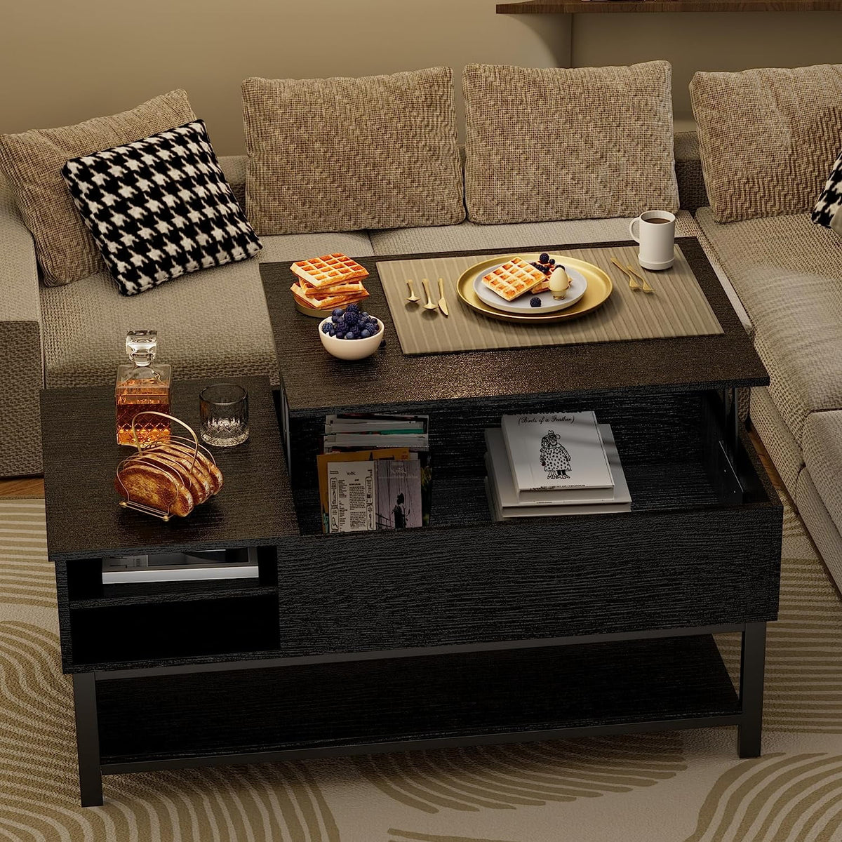 42" Black Lift Top Coffee Table Q35312