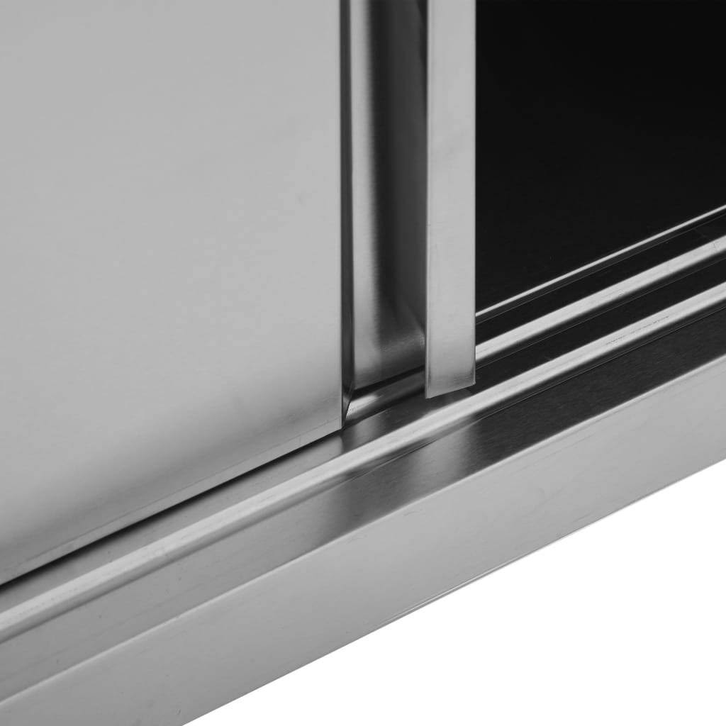 Stainless Steel Kitchen Wall Cabinet with Sliding Doors H77205