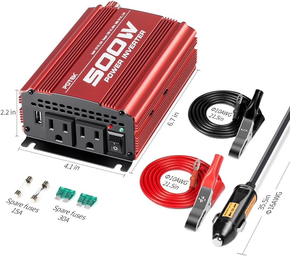 500W Car Power Inverter DC 12V to AC 110V M893897