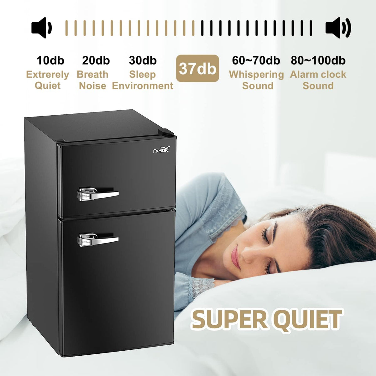 3.2 Cu.Ft Compact Refrigerator with 2 Doors, Mini Fridge with Freezer, Black F4576