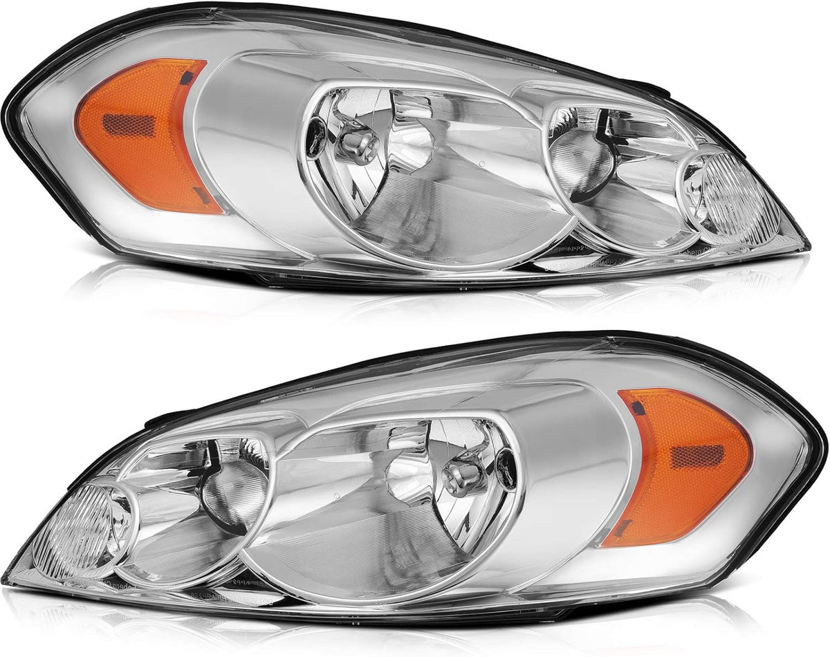 Chrome Housing Amber Reflector Clear Lens Headlight Assembly Y164148