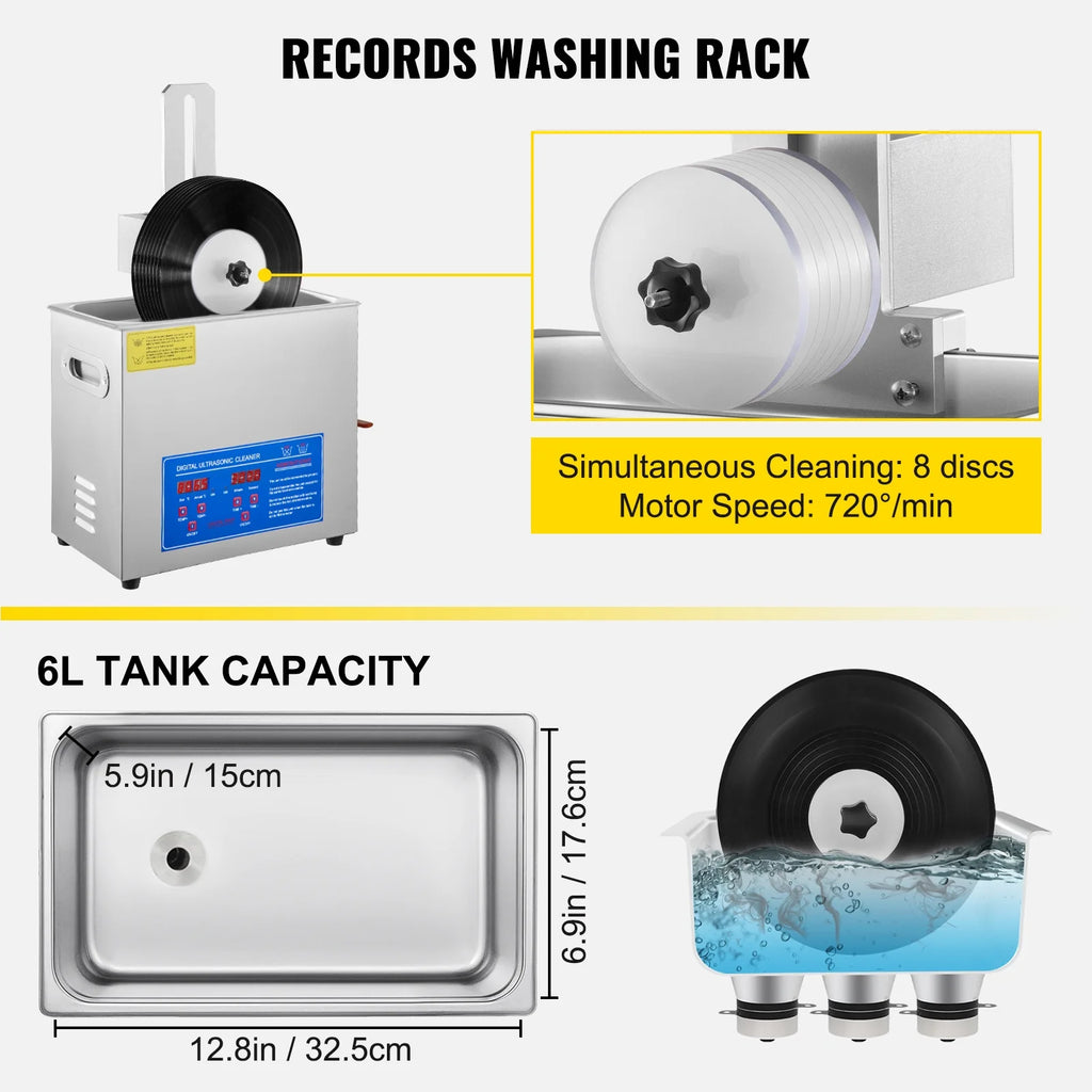Ultrasonic Cleaner 6L Stainless Steel 200w U7648