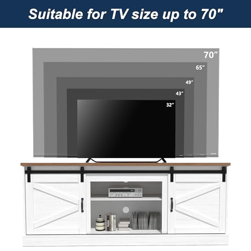 White TV Stand with Fireplace for 70" TV V664