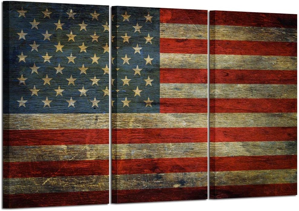 3 Panel Framed Canvas Wall Art USA Flag Print P163214
