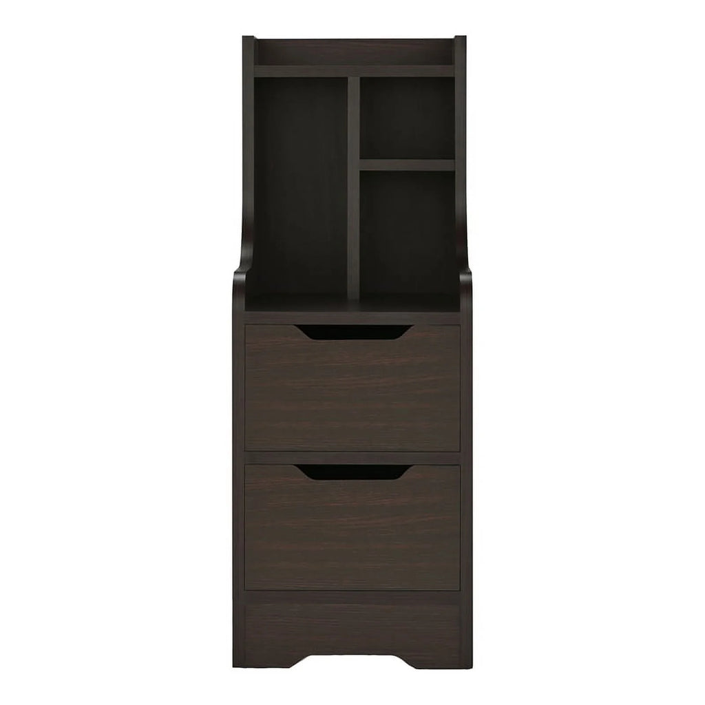 Walnut Wood 2-Drawer Nightstand with Open-Shelf Z51652