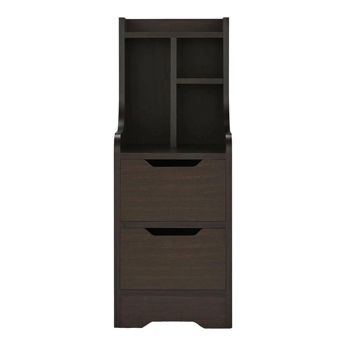 Walnut Wood 2-Drawer Nightstand with Open-Shelf Z51652