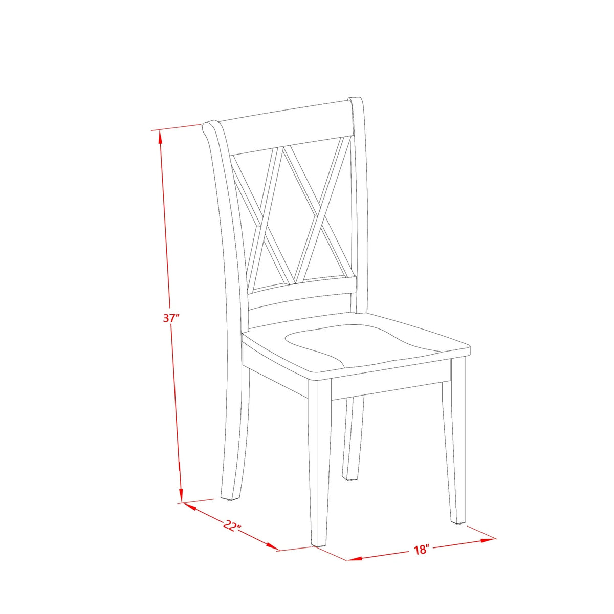 3Pc Rectangular Table With 2 Double X Back Chairs S583166