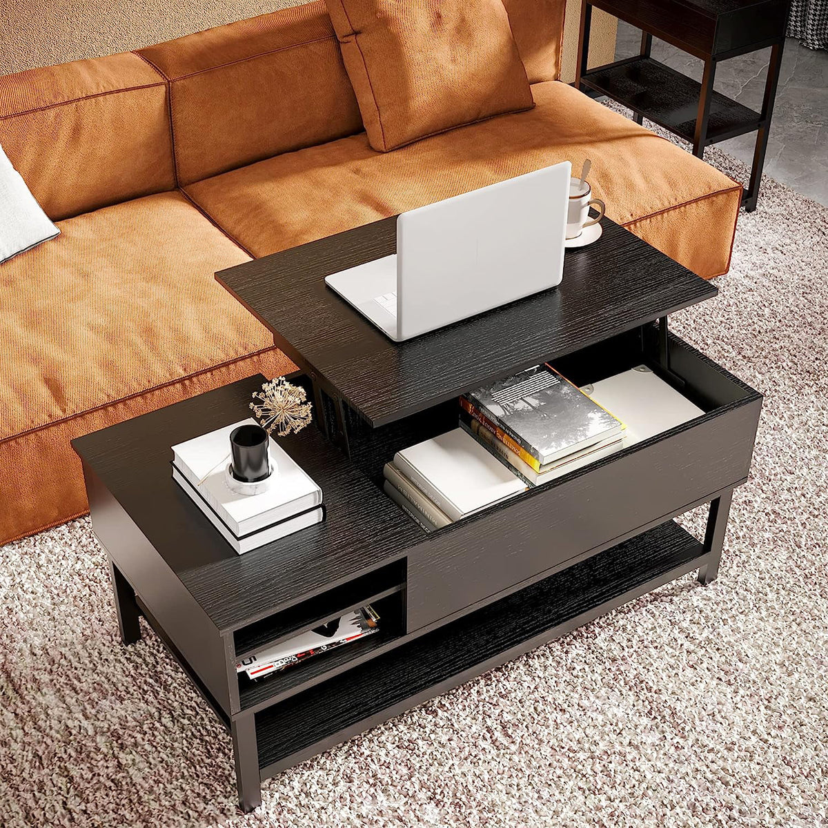 42" Black Lift Top Coffee Table Q35312