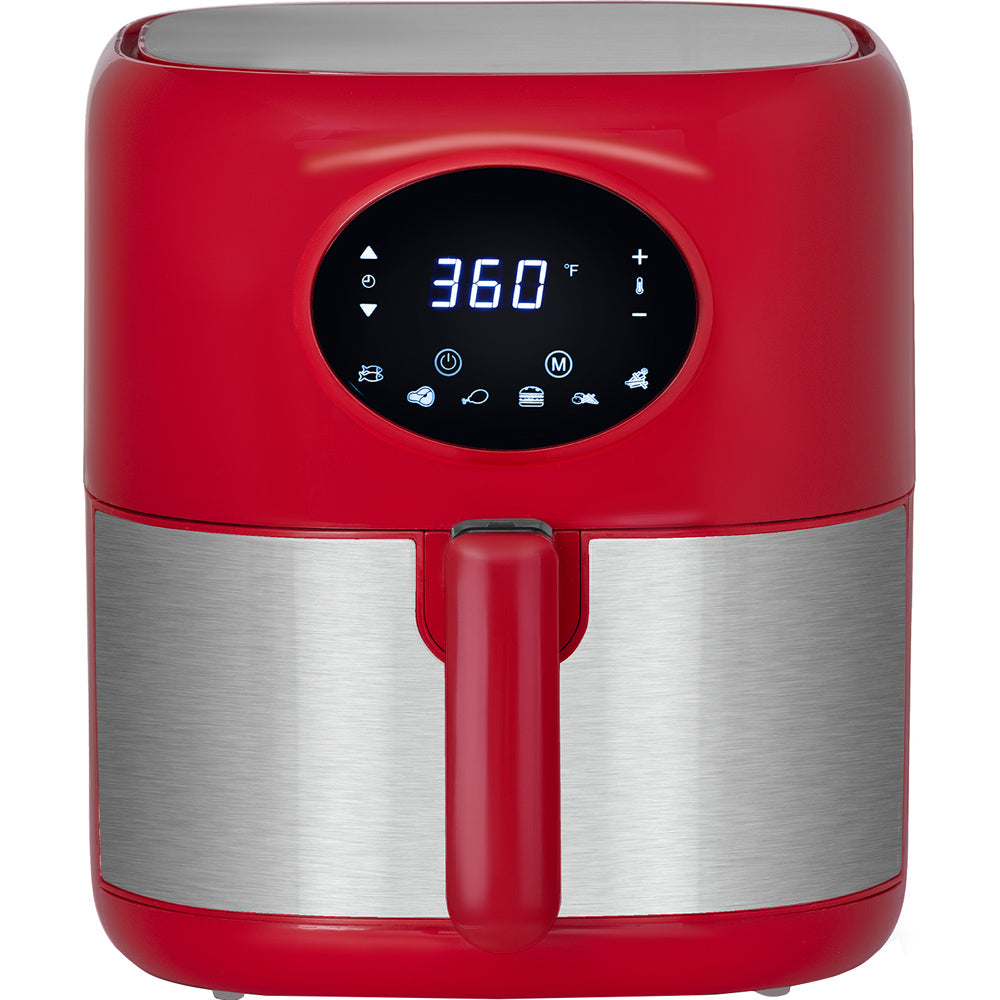 3.7QT Digital Air Fryer with Non-Stick Basket, Red I8965